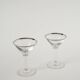 Lot de 6 verres à cocktail, Martini, liseré chromé, Art Déco, 1930