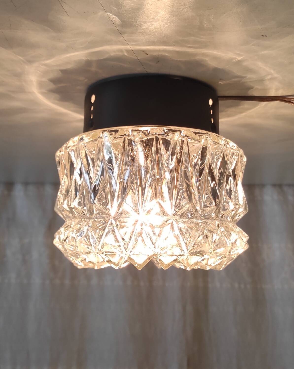 Molded glass ceiling or wall light - 60s/70s