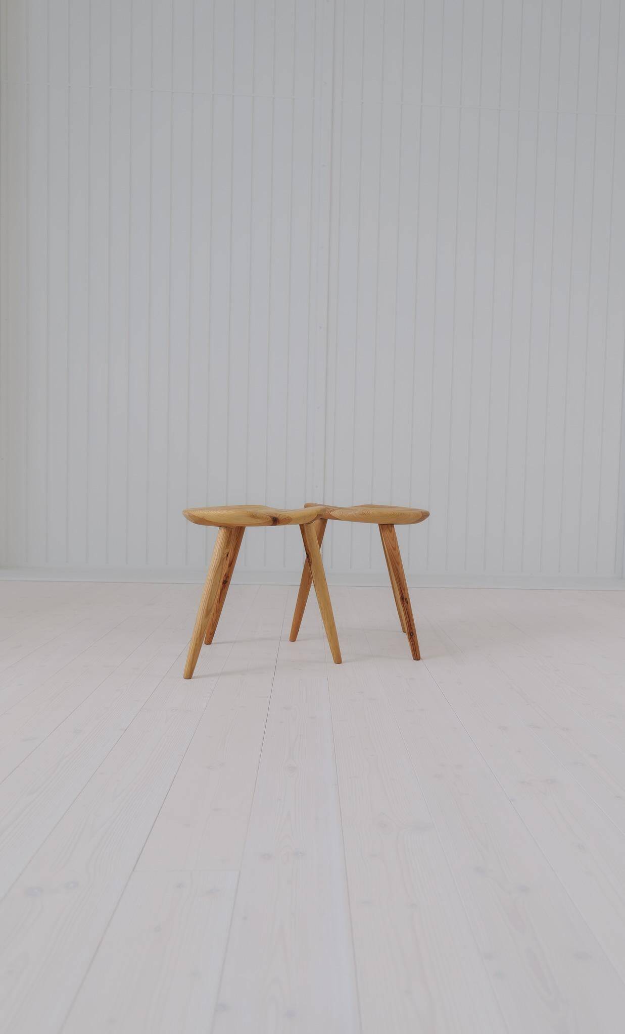 Pair of sculptural mid-century stools in pine by Norsk Husflid 1960s Norway