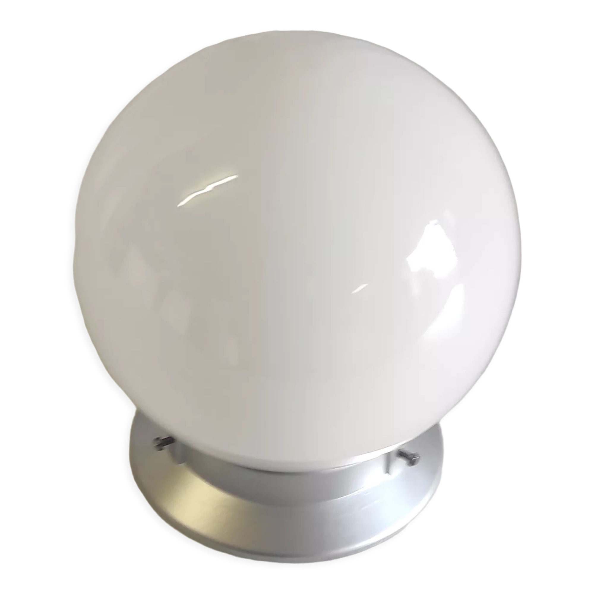 Plafonnier en bakélite et globe opaline blanc, années 50/60