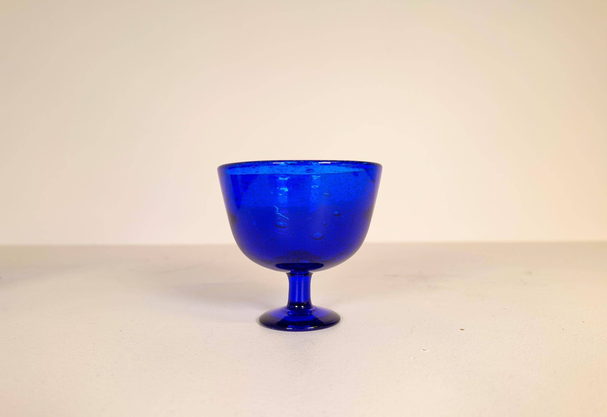 Midcentury collection of eight blue vases by Erik Höglund, Sweden, 1960s.