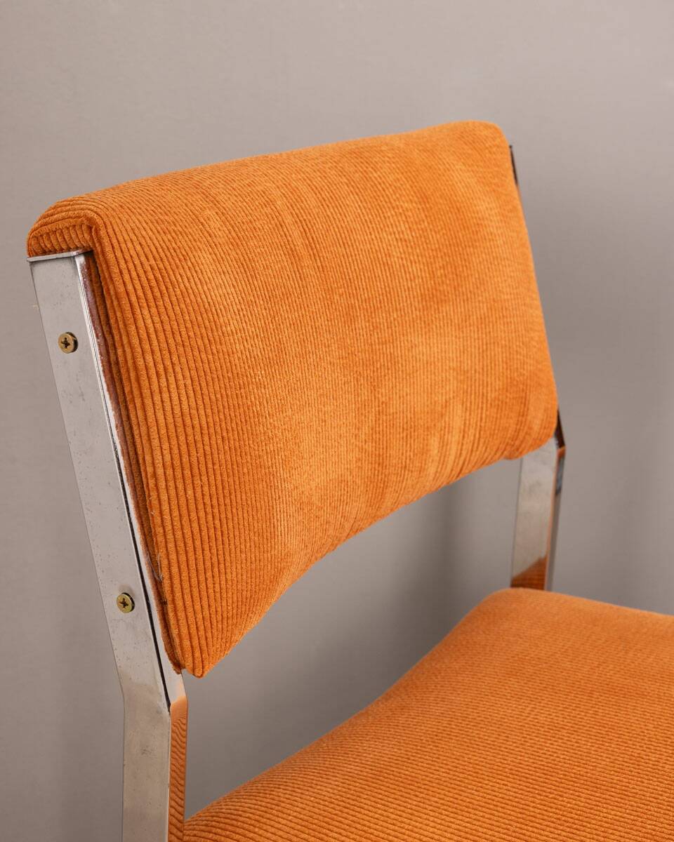 Pair of 80s vintage chairs velvet orange Italian design