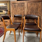 Set of 4 Scandinavian elm gondola chairs