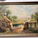 Old oil painting on canvas