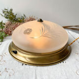 Lampe à poser vintage globe en verre ciselé ancien