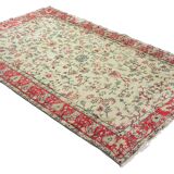 Tapis Vintage Turc – Rouge & Beige – Motifs Floraux – 295 × 178 cm