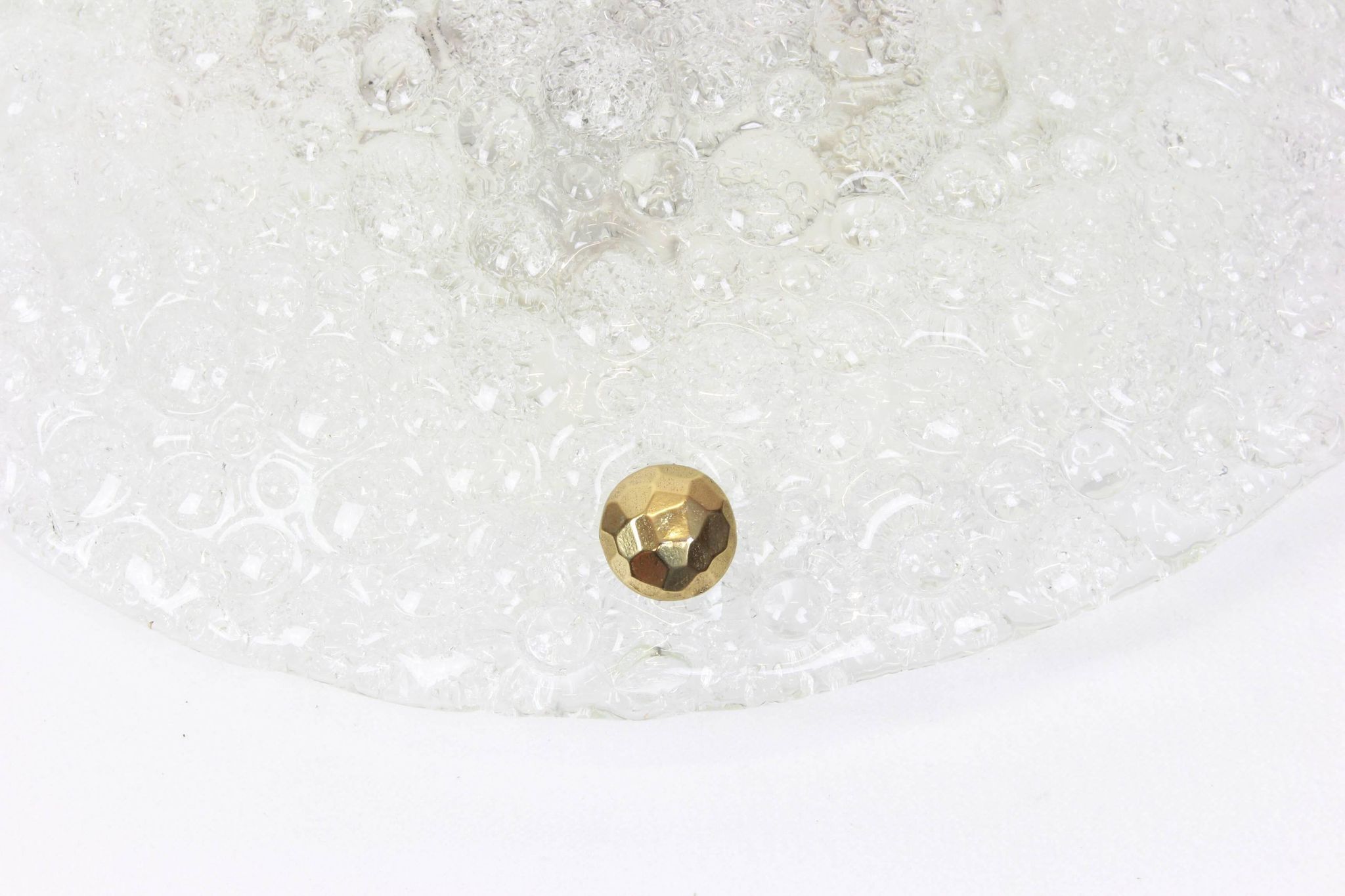 1 of 4 large round glass ice Murano ceiling lights by Hillebrand, Germany, 1970s.