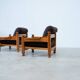 Set of two pine lounge chairs