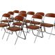 10 vintage skai and chrome metal folding chairs 1970