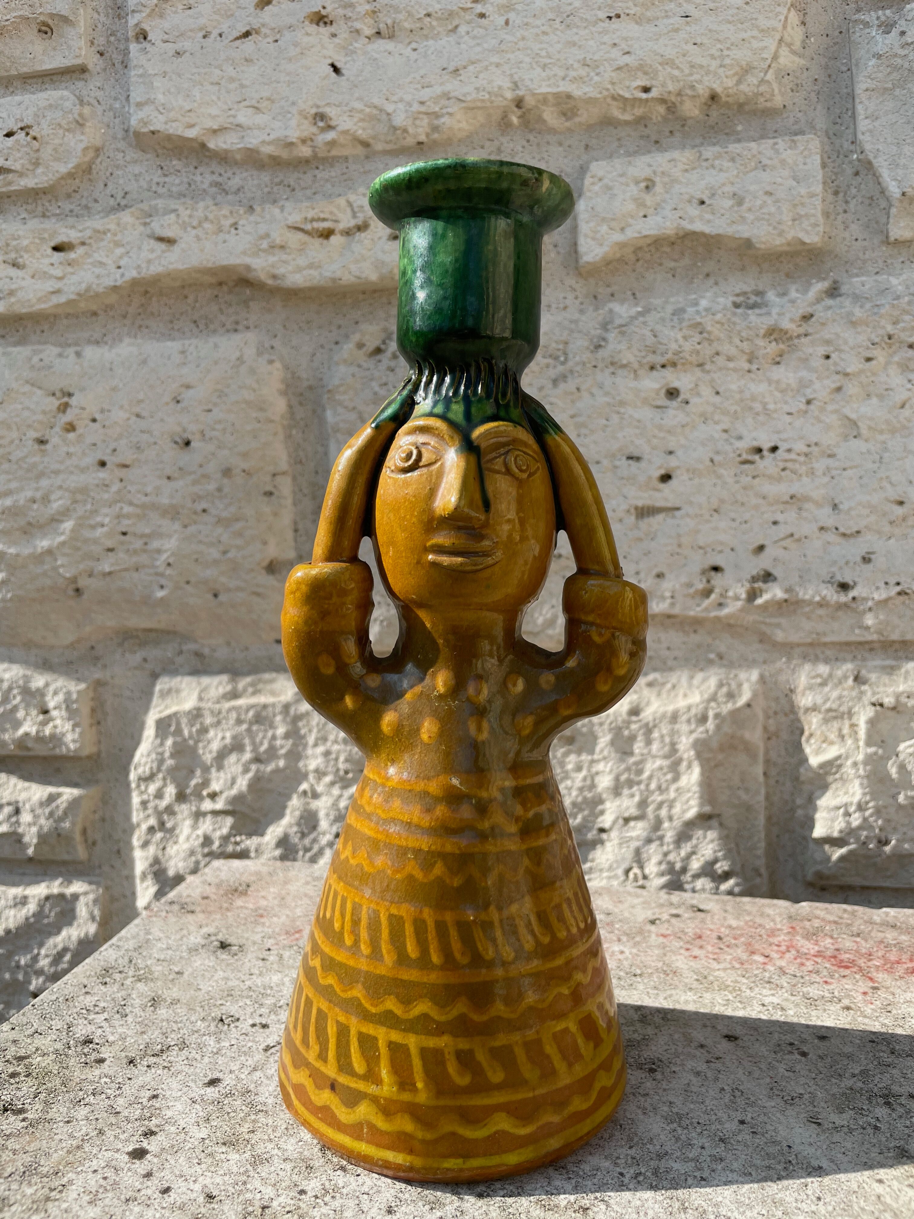 Picasso terracotta candle holder