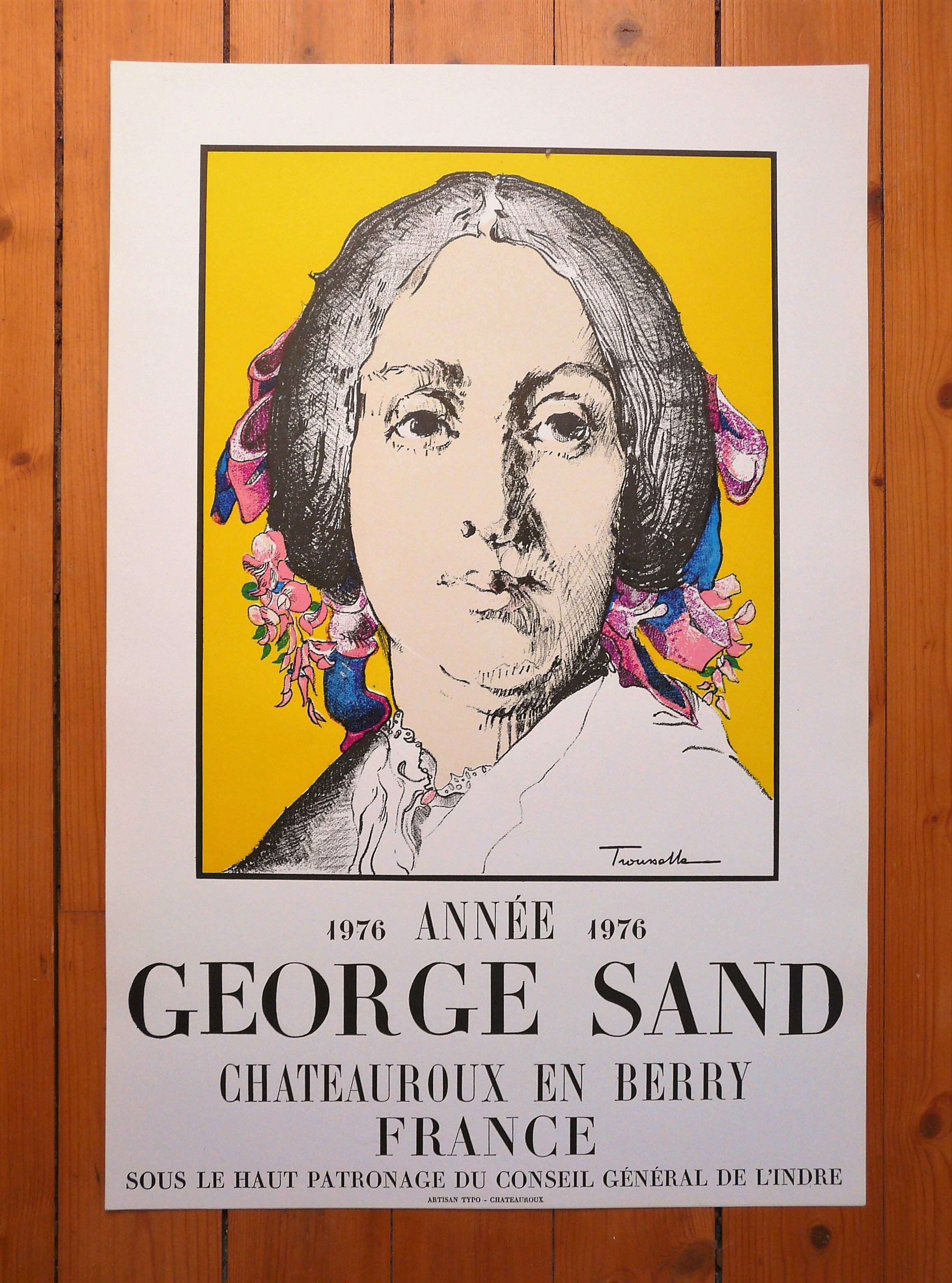 Vintage exhibition poster portrait of writer George Sand 1979