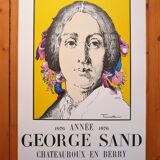 Vintage exhibition poster portrait of writer George Sand 1979