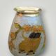 Vintage enamelled brass vase with owl decoration – handcrafted