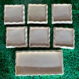 6 plates carrrees and rectangular dish matching dessert of the 50s
