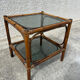 Small bamboo table and glass top