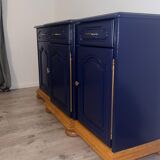 Buffet en bois, bleu