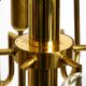 Three staged 18 arm Mid Century brass chandelier with a long brass rod