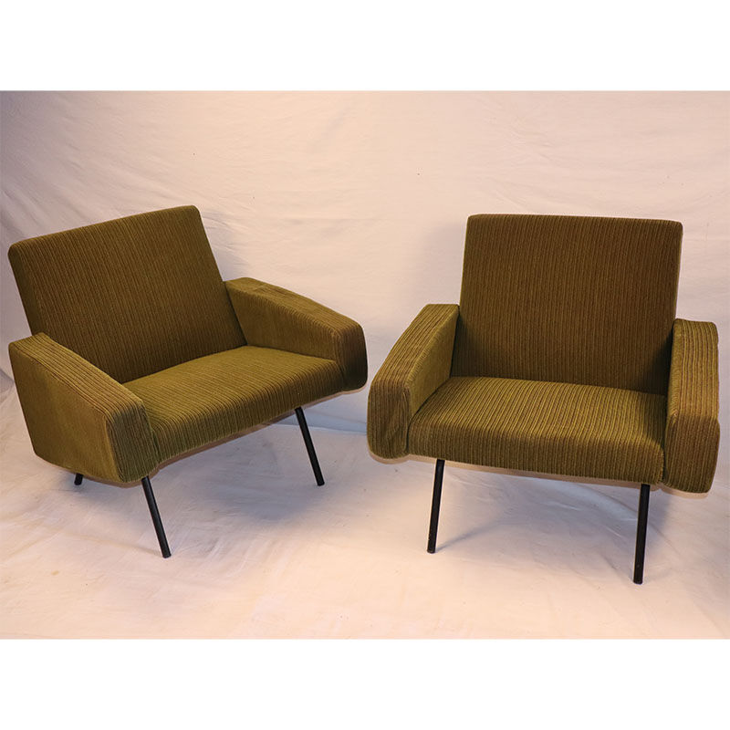 Pair of armchairs by Joseph André Motte, model 743 edited by Steiner 1950