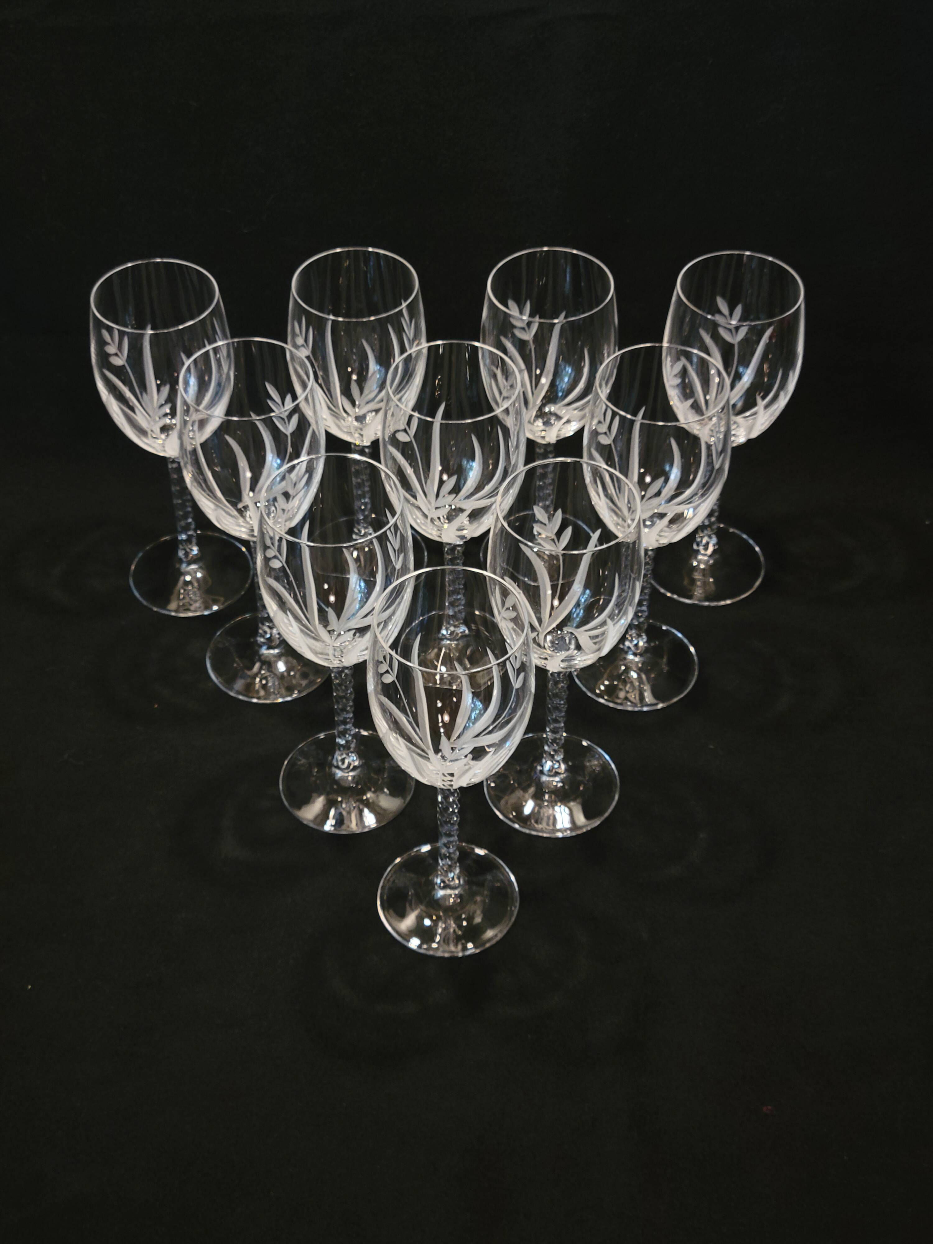 10 Arques Crystal Wine Glasses Fleury Cut Flamépis Model