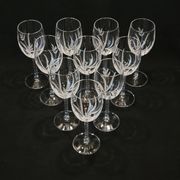 10 Verres A Vin Cristal D'Arques Modèle Fleury Taillé Flamépis