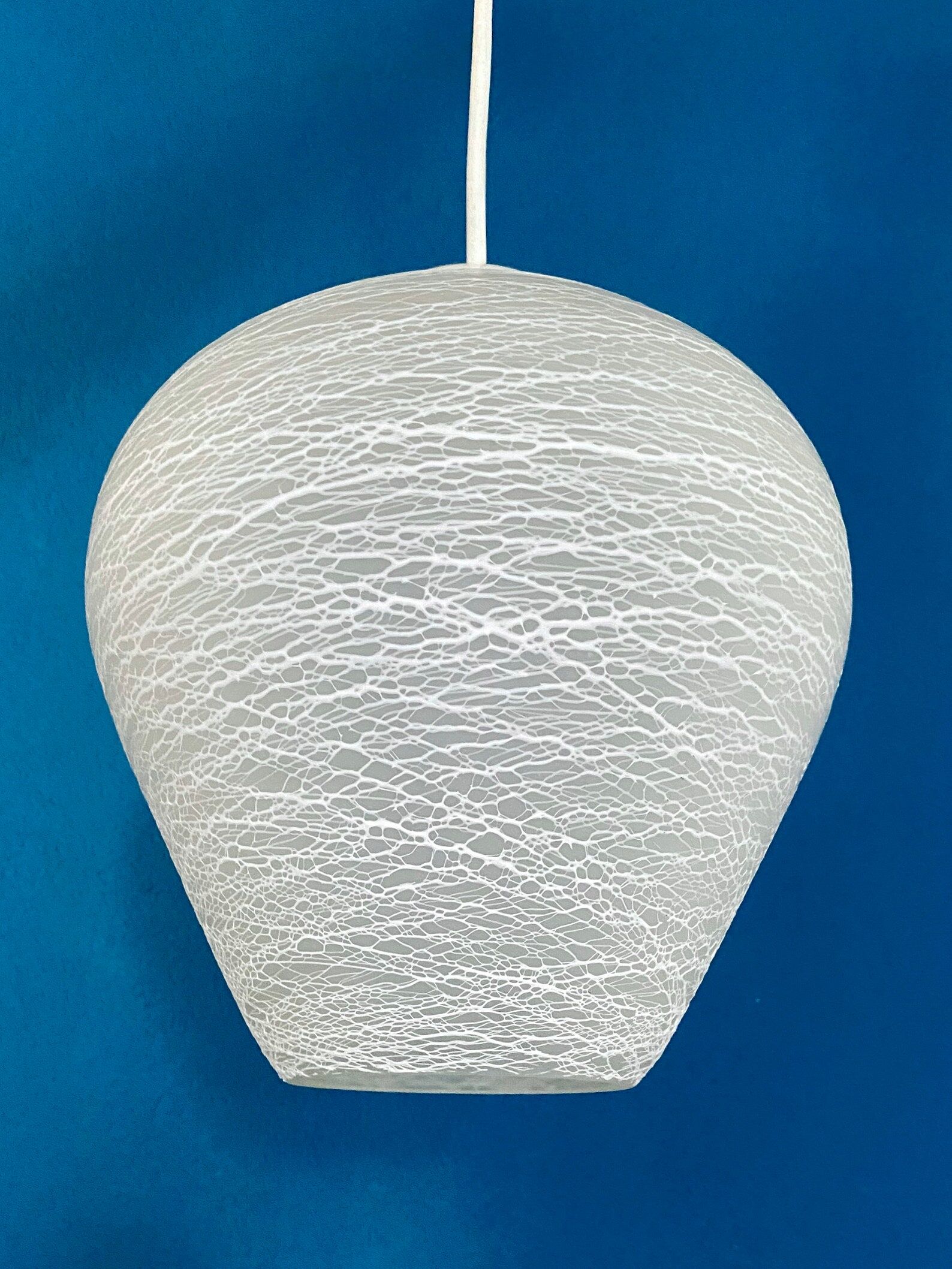 Mid Century Glass Hanging Lamp, Vintage Lighting