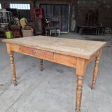 Antique rustic bistro farm table 1900 one drawer - 1m23