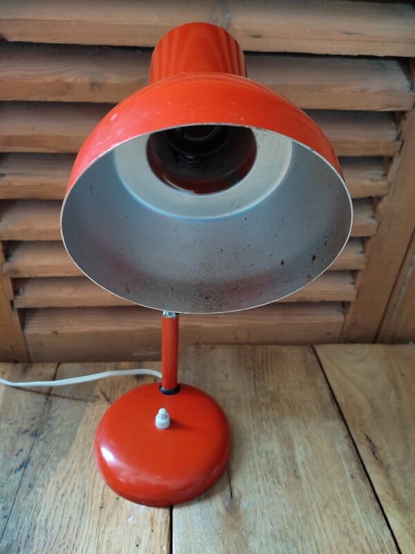 Bedside desk lamp orange red metal