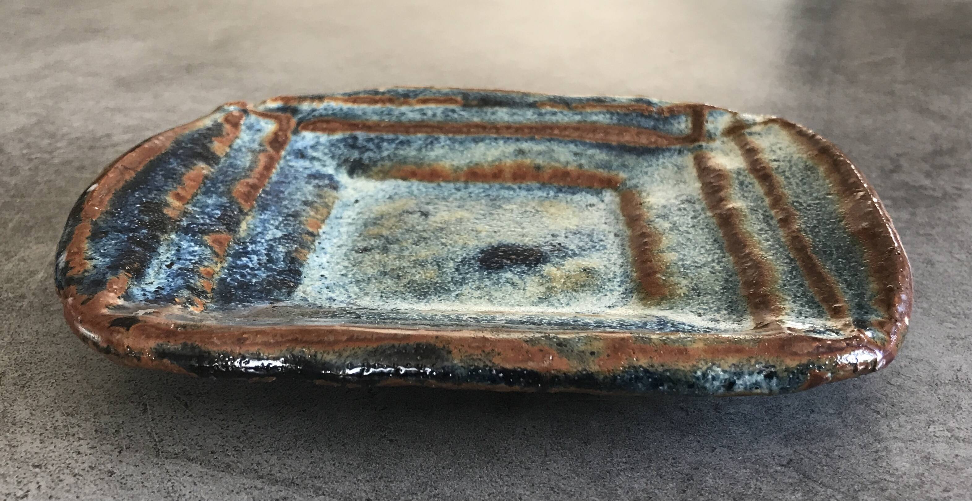 Modernist enamelled stoneware bowl tray