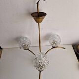 3 branch chandelier with glass globes from the 60s