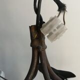 19th copper chandelier with ceramic floral motifs