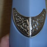 Soliflore bleu pâle en verre et plaque argent
