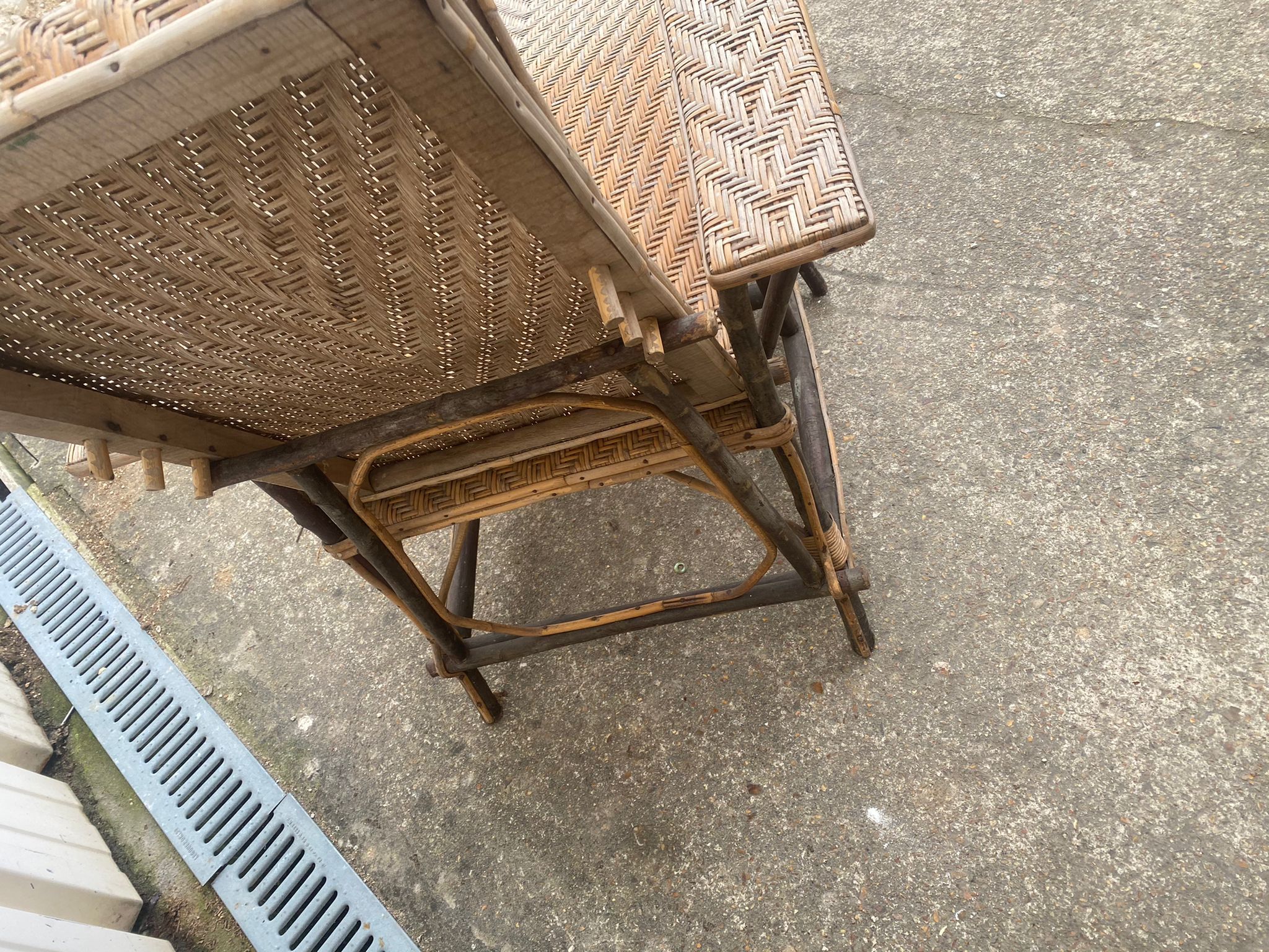 Chaise longue rotin bois ancienne