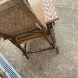 Chaise longue rotin bois ancienne