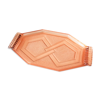 Art deco pink glass tray