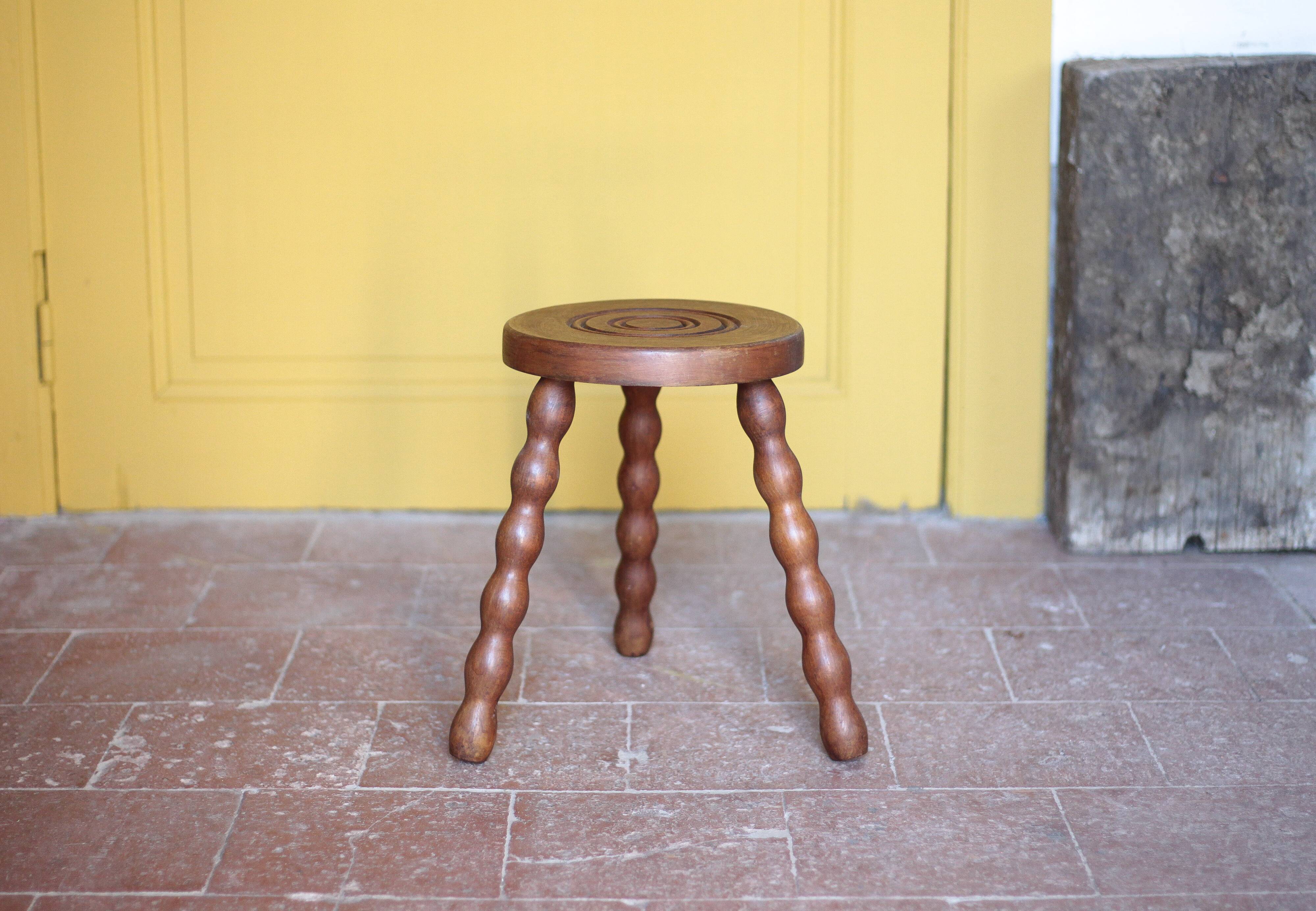 Vintage stool, wooden stool, tripod stool, accent chair