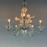 Venetian lustre in colourless Murano glass, circa 1950.