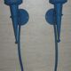 Pair of candle holders, blue torches