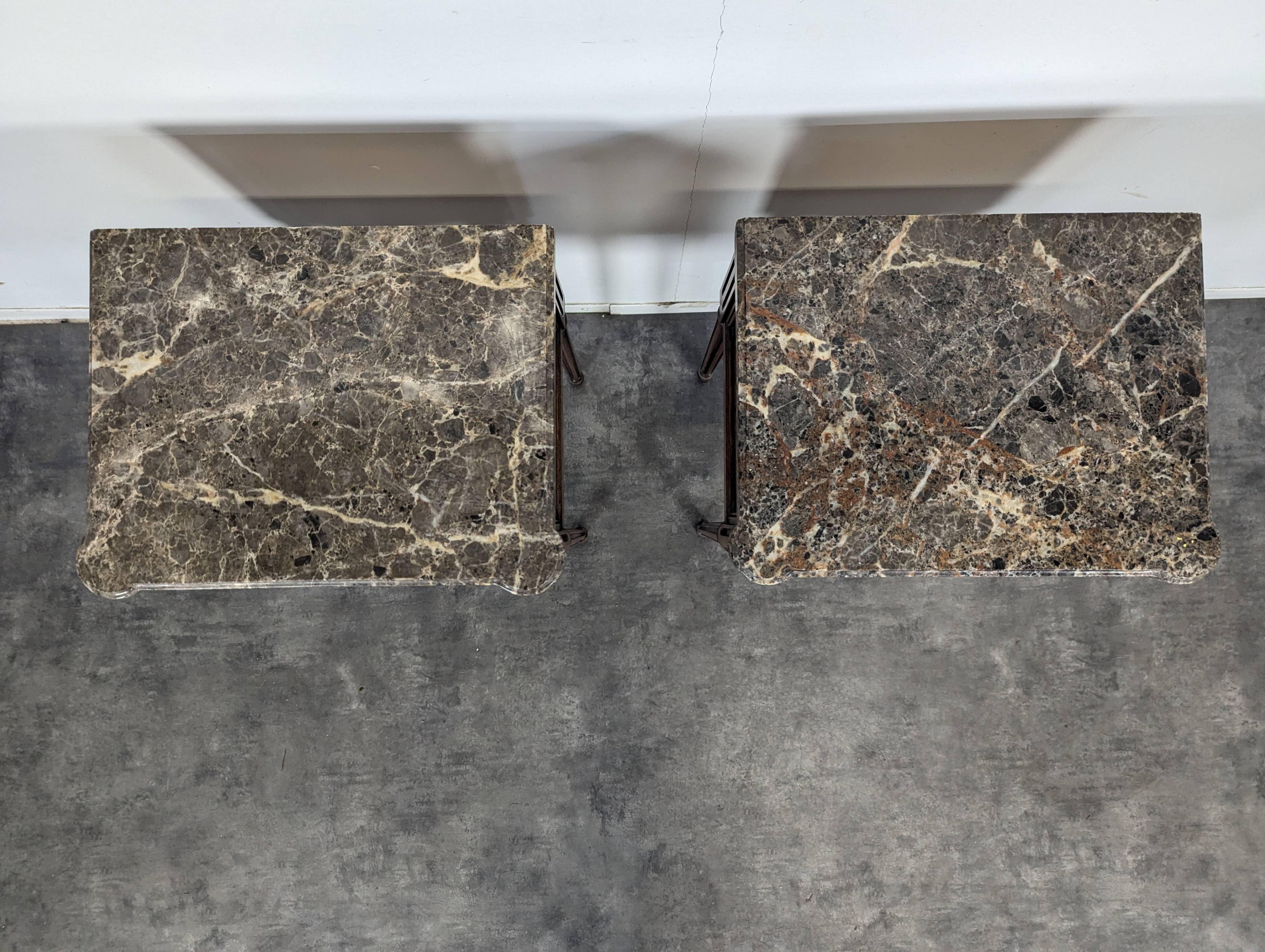 Louis XVI style bedside table with Pyrenean marble.