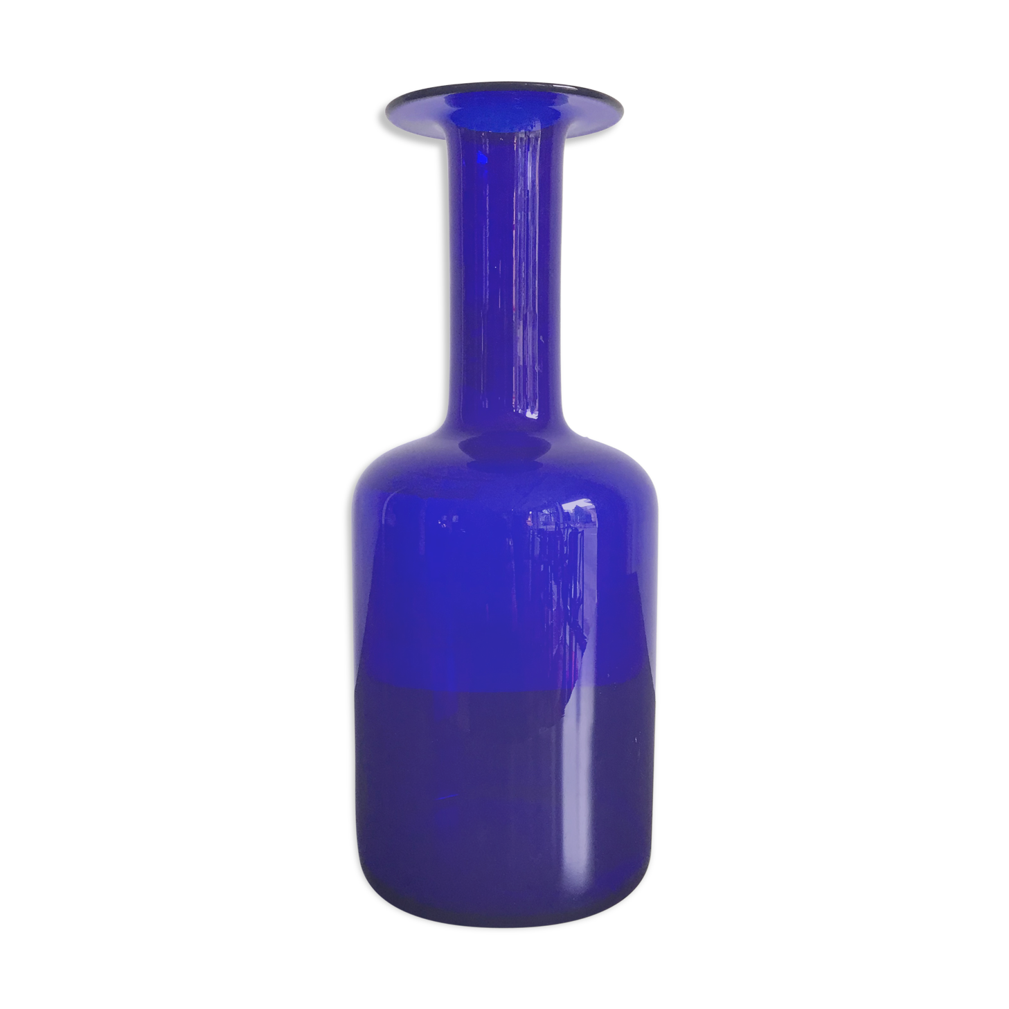 Scandinavian blue glass vase, Otto Brauer for Holmegaard, 1960s