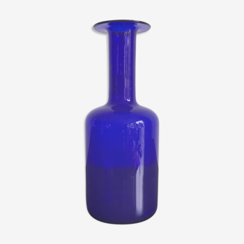 Vase en verre bleu scandinave, Otto Brauer pour Holmegaard, années 1960