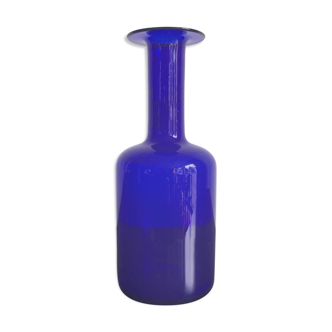 Scandinavian blue glass vase, Otto Brauer for Holmegaard, 1960s