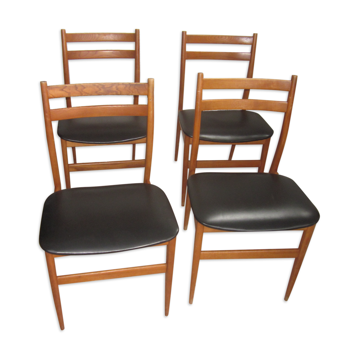4 Scandinavian chairs teak and skai 1960
