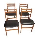 4 Scandinavian chairs teak and skai 1960