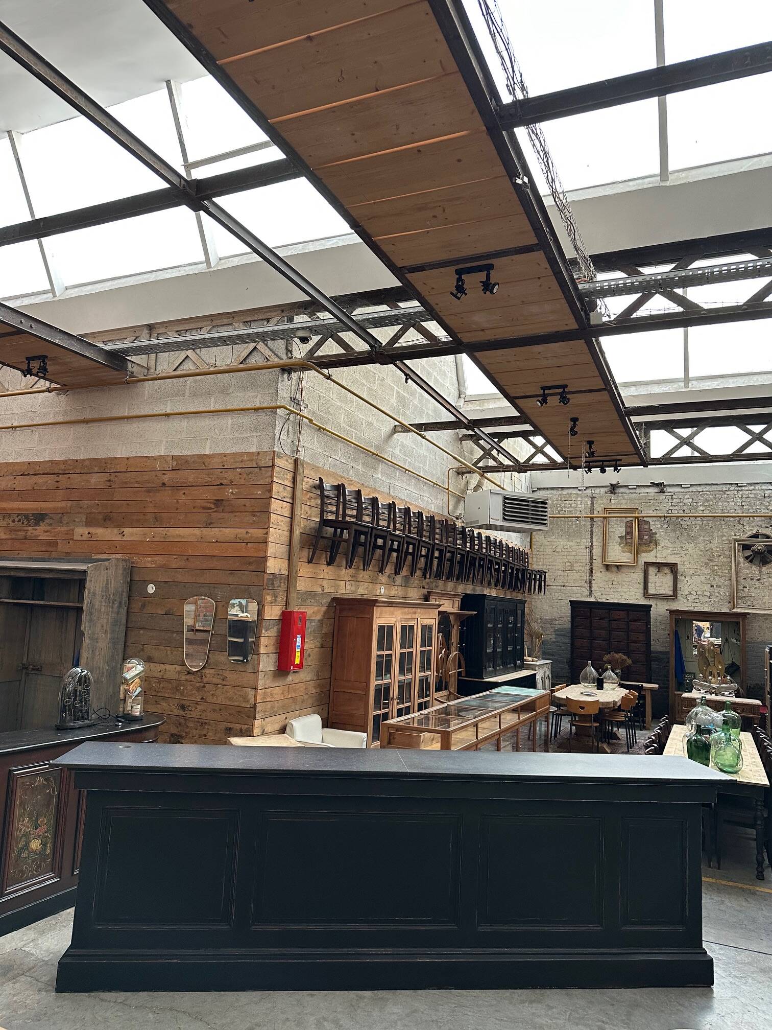 Huge bar counter covered in blue stone