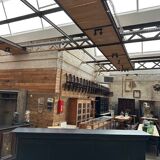 Huge bar counter covered in blue stone