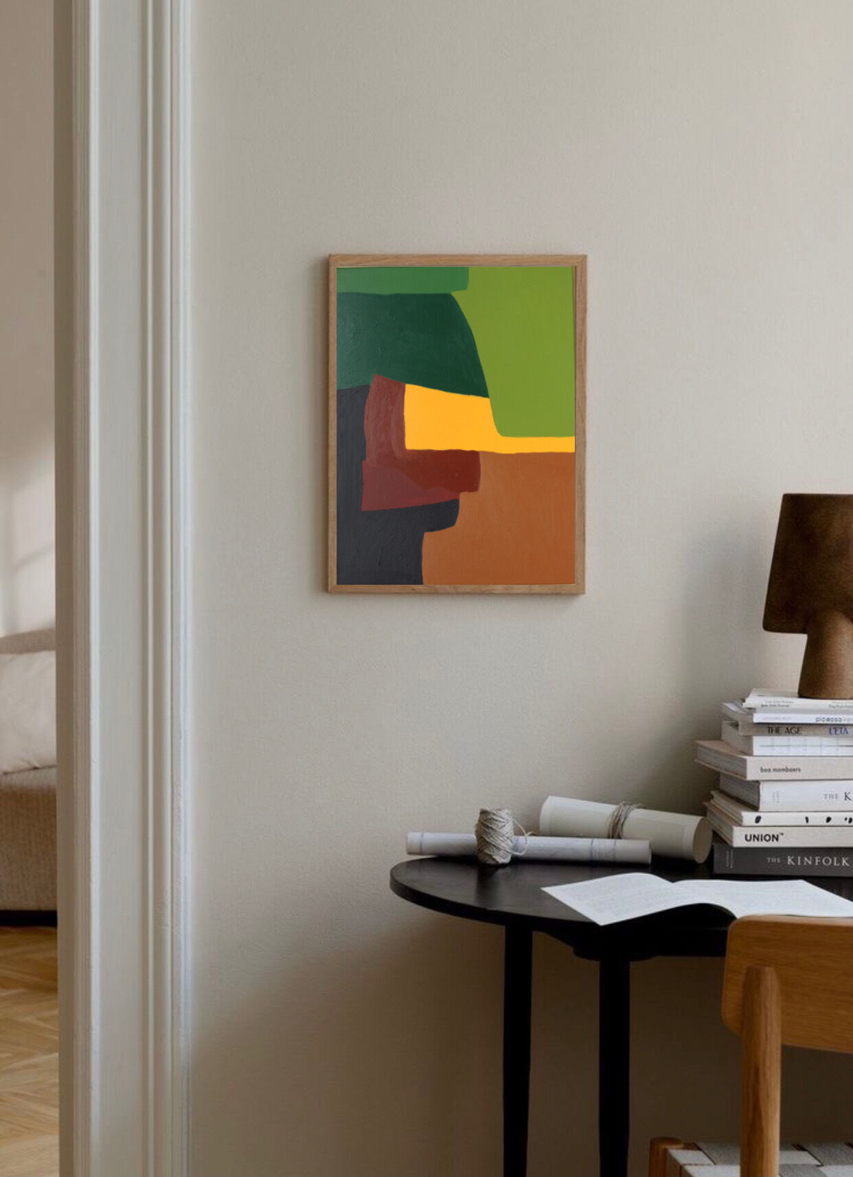Palette of green, acrylic on canvas