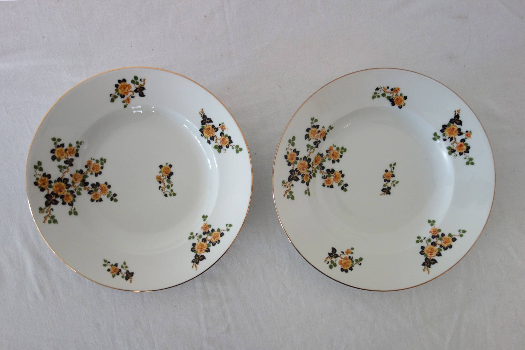 2 dinner plates, soup plates, dessert plates and Legrand Limoges 1920 relish dish