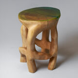 Unique Carved Stool From Single Piece of Wood