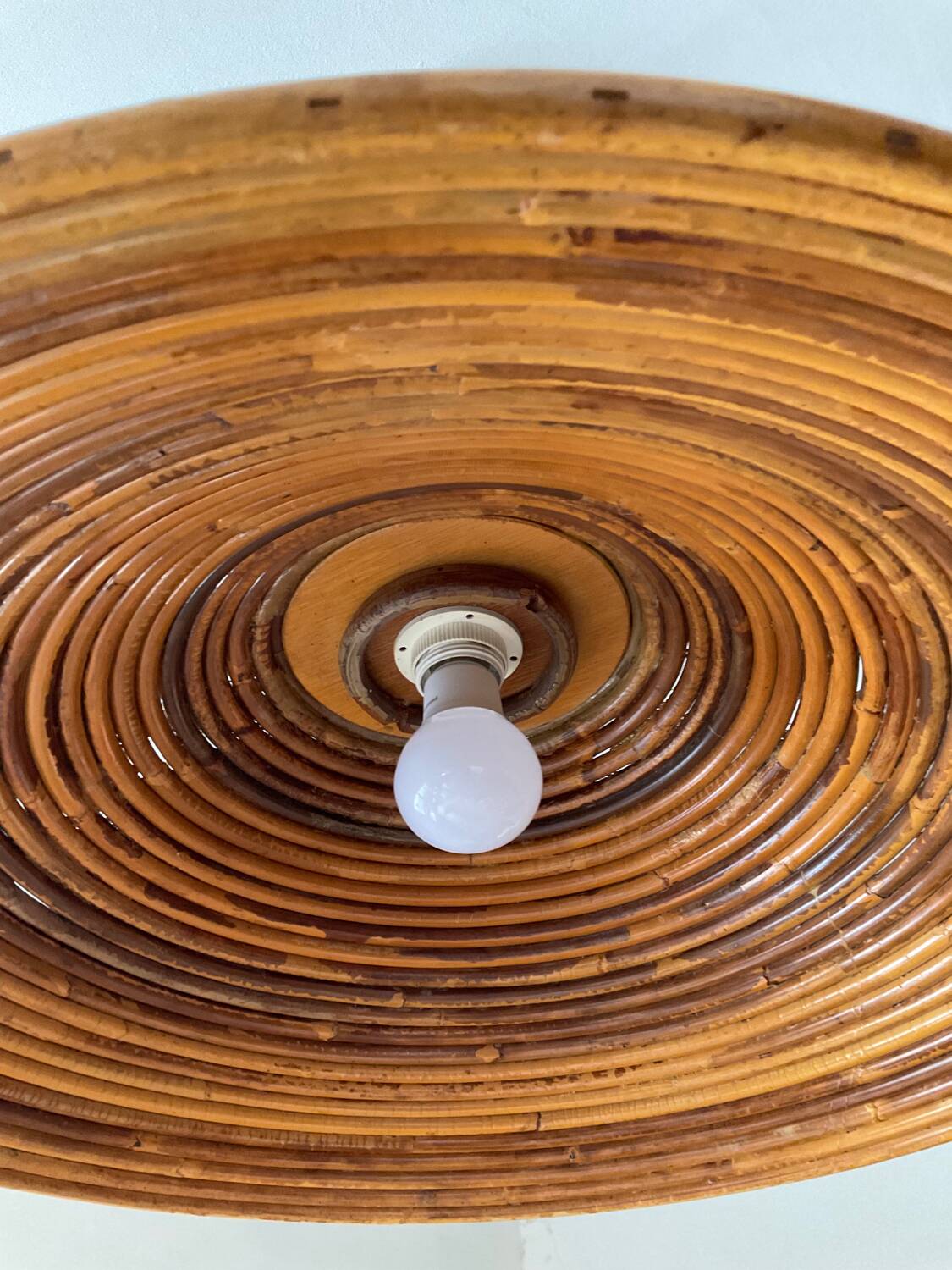 Large rattan pendant light from the 60s-70s