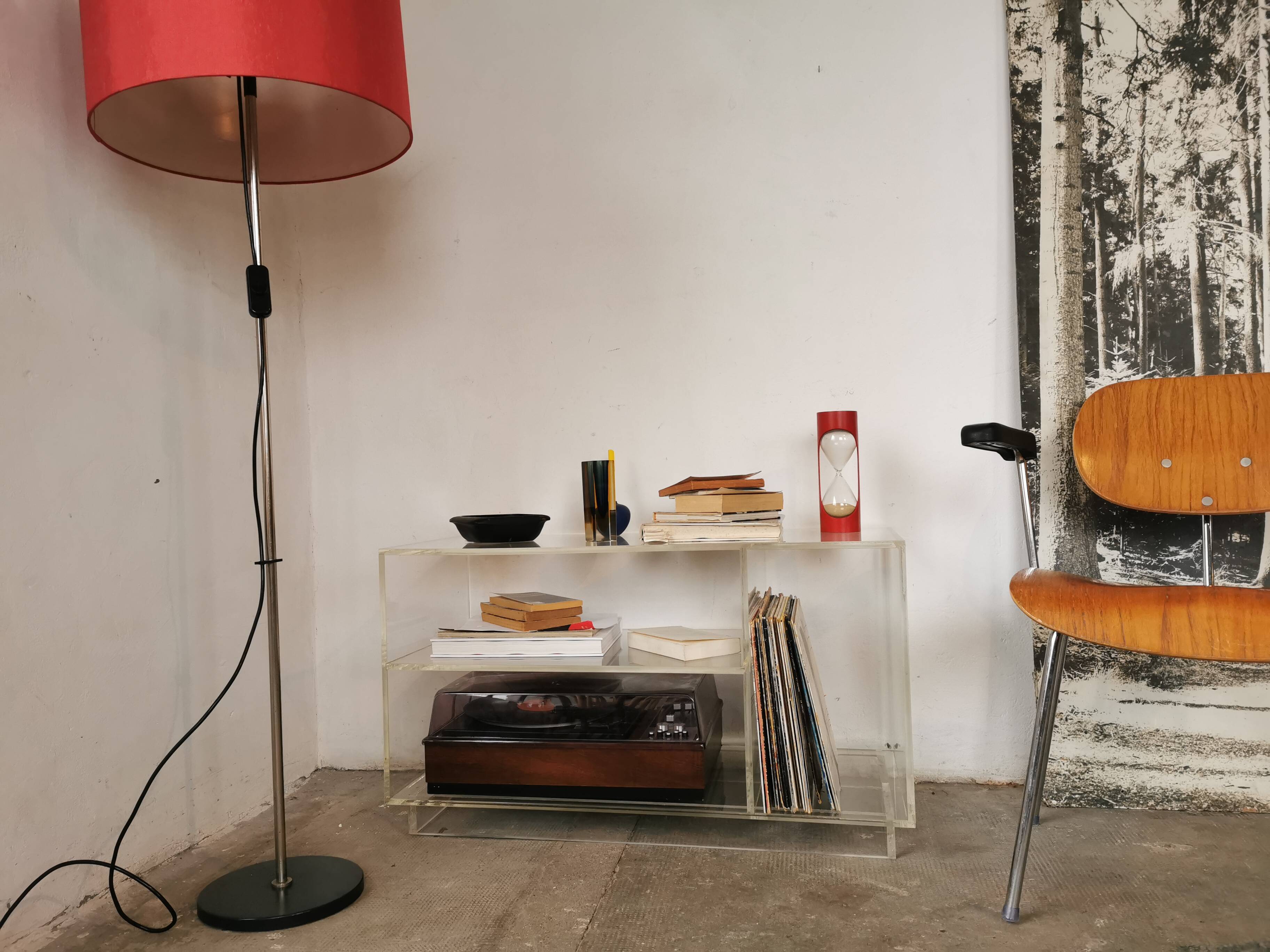 80s plexiglass hi-fi furniture shelf